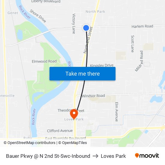 Bauer Pkwy @ N 2nd St-Swc-Inbound to Loves Park map