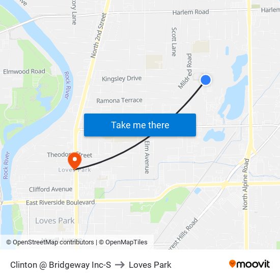 Clinton @ Bridgeway Inc-S to Loves Park map