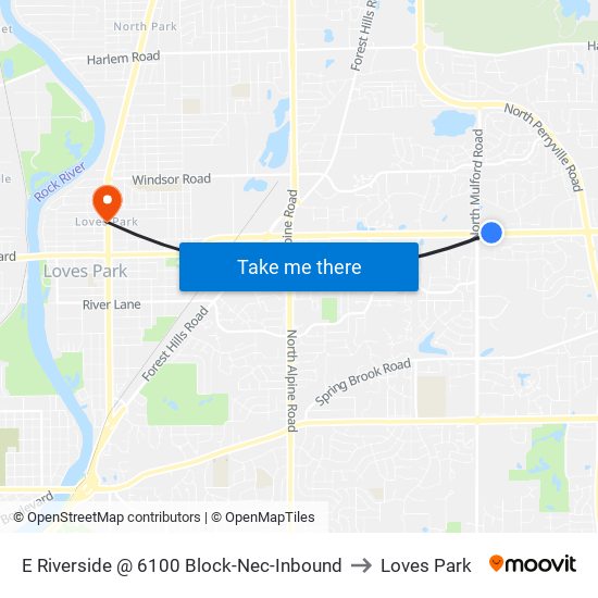 E Riverside @ 6100 Block-Nec-Inbound to Loves Park map