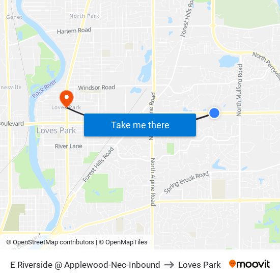 E Riverside @ Applewood-Nec-Inbound to Loves Park map