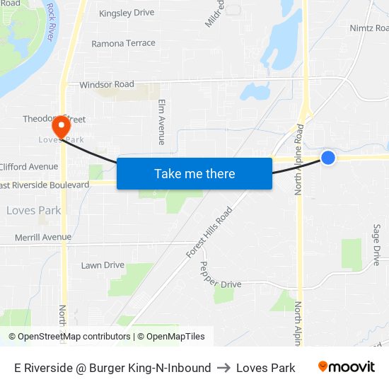 E Riverside @ Burger King-N-Inbound to Loves Park map