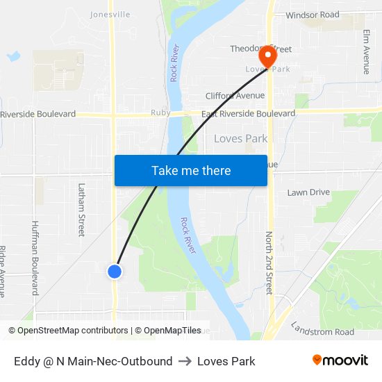 Eddy @ N Main-Nec-Outbound to Loves Park map