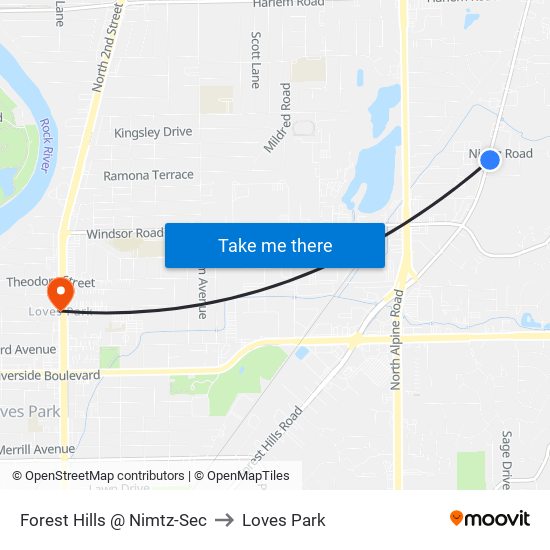 Forest Hills @ Nimtz-Sec to Loves Park map