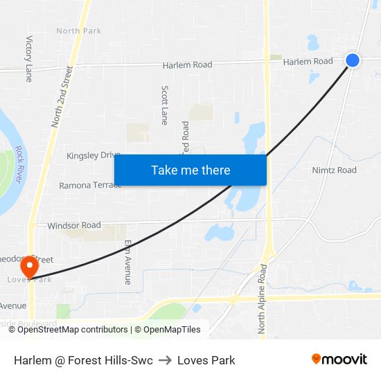 Harlem @ Forest Hills-Swc to Loves Park map