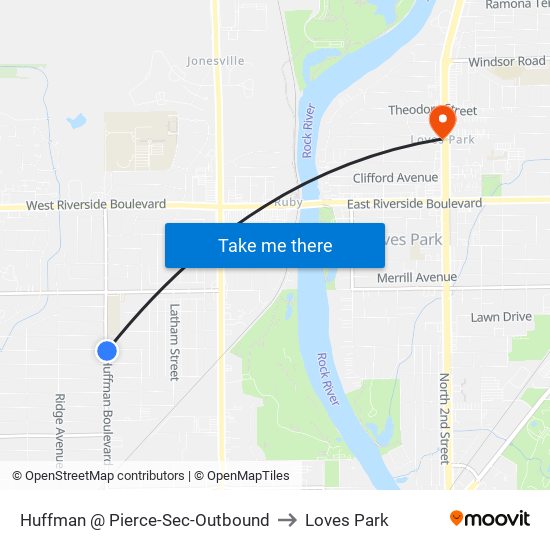 Huffman @ Pierce-Sec-Outbound to Loves Park map