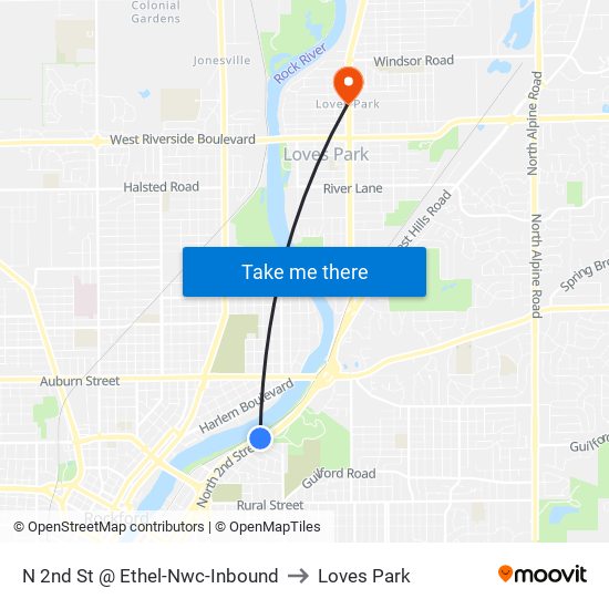 N 2nd St @ Ethel-Nwc-Inbound to Loves Park map