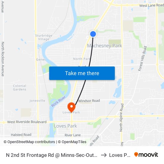 N 2nd St Frontage Rd @ Minns-Sec-Outbound to Loves Park map