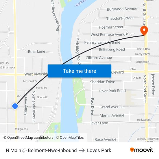 N Main @ Belmont-Nwc-Inbound to Loves Park map