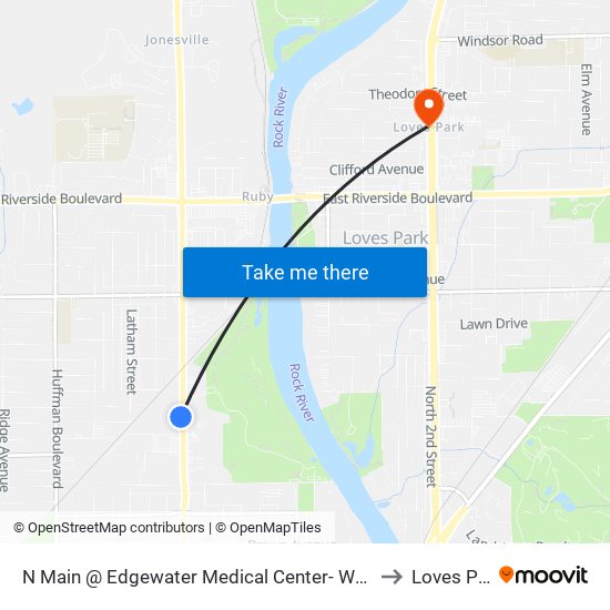 N Main @ Edgewater Medical Center- W- Inbound to Loves Park map