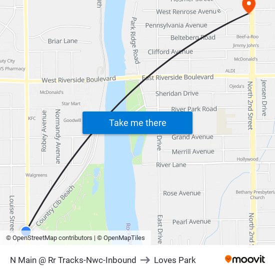 N Main @ Rr Tracks-Nwc-Inbound to Loves Park map