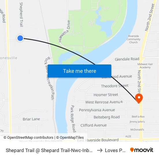 Shepard Trail @ Shepard Trail-Nwc-Inbound to Loves Park map