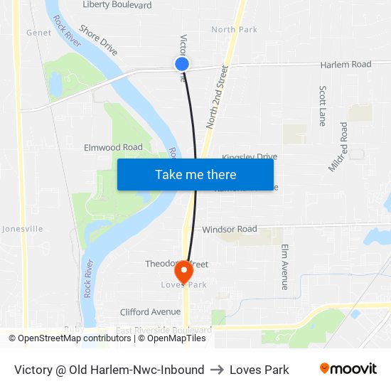 Victory @ Old Harlem-Nwc-Inbound to Loves Park map