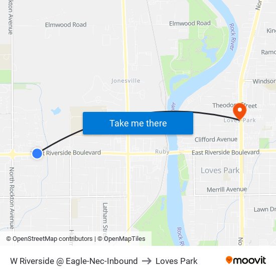 W Riverside @ Eagle-Nec-Inbound to Loves Park map