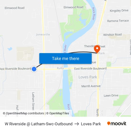 W Riverside @ Latham-Swc-Outbound to Loves Park map