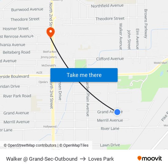 Walker @ Grand-Sec-Outbound to Loves Park map