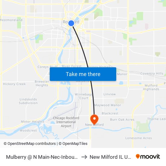 Mulberry @ N Main-Nec-Inbound to New Milford IL USA map