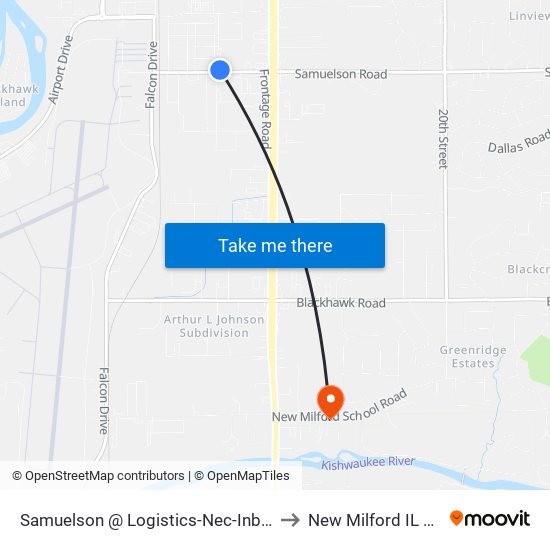 Samuelson @ Logistics-Nec-Inbound to New Milford IL USA map