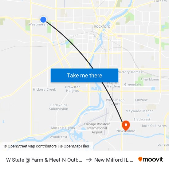 W State @ Farm & Fleet-N-Outbound to New Milford IL USA map