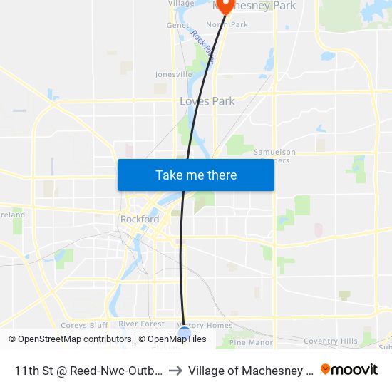 11th St @ Reed-Nwc-Outbound to Village of Machesney Park map