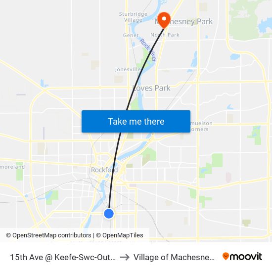 15th Ave @ Keefe-Swc-Outbound to Village of Machesney Park map