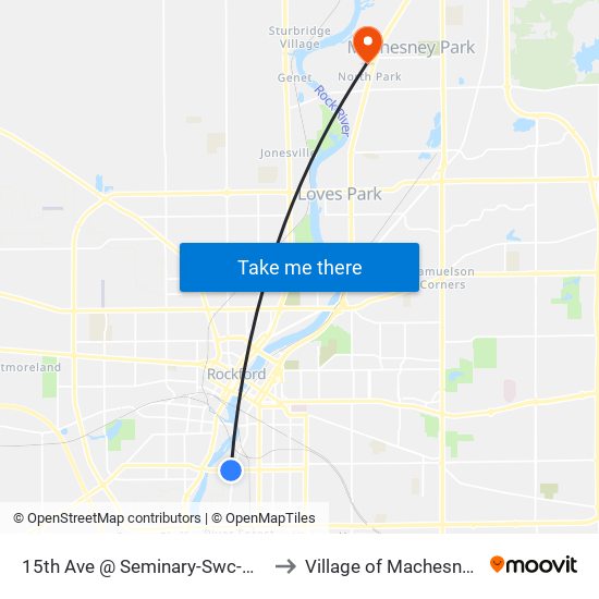 15th Ave @ Seminary-Swc-Outbound to Village of Machesney Park map