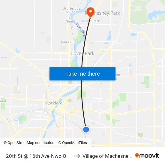 20th St @ 16th Ave-Nwc-Outbound to Village of Machesney Park map