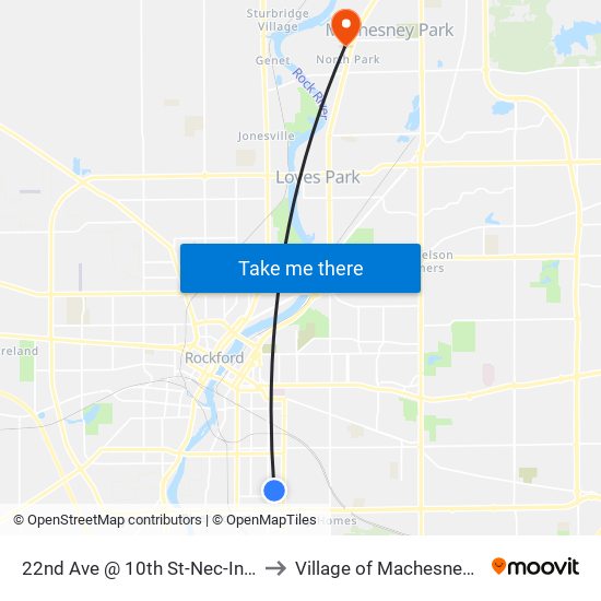 22nd Ave @ 10th St-Nec-Inbound to Village of Machesney Park map