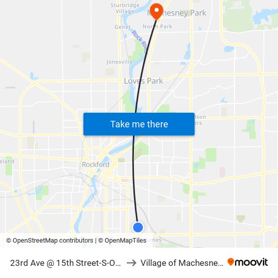 23rd Ave @ 15th Street-S-Outbound to Village of Machesney Park map