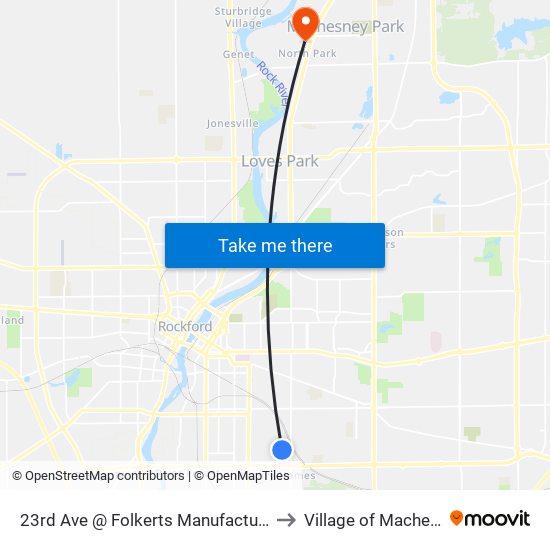 23rd Ave @ Folkerts Manufacturing-S-Outbound to Village of Machesney Park map