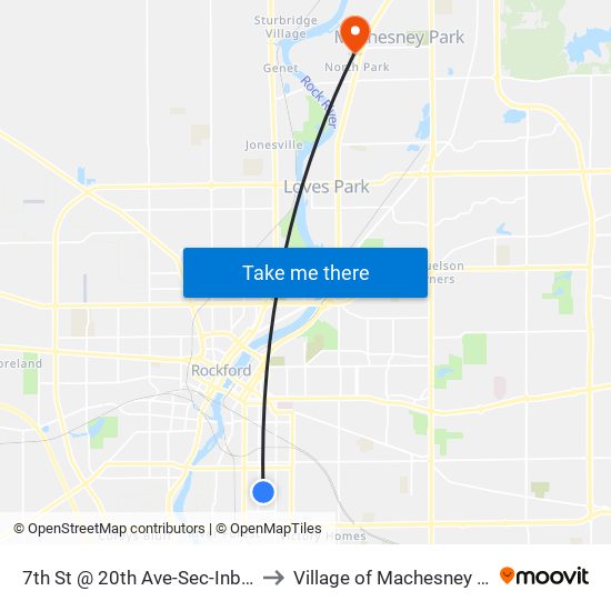 7th St @ 20th Ave-Sec-Inbound to Village of Machesney Park map