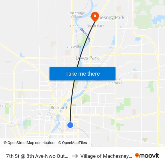 7th St @ 8th Ave-Nwc-Outbound to Village of Machesney Park map