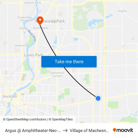 Argus @ Amphitheater-Nec-Inbound to Village of Machesney Park map