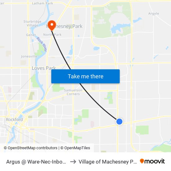 Argus @ Ware-Nec-Inbound to Village of Machesney Park map