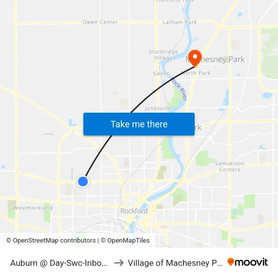 Auburn @ Day-Swc-Inbound to Village of Machesney Park map