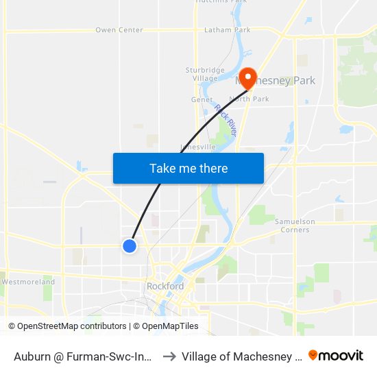 Auburn @ Furman-Swc-Inbound to Village of Machesney Park map