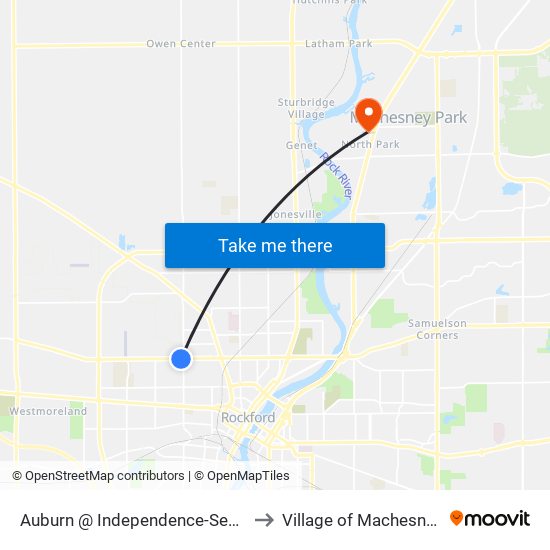 Auburn @ Independence-Sec-Inbound to Village of Machesney Park map