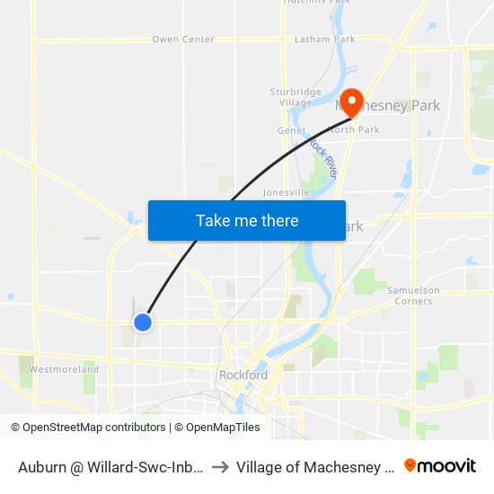Auburn @ Willard-Swc-Inbound to Village of Machesney Park map