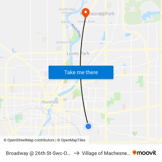 Broadway @ 26th St-Swc-Outbound to Village of Machesney Park map