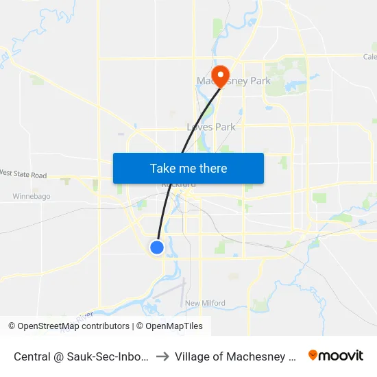 Central @ Sauk-Sec-Inbound to Village of Machesney Park map