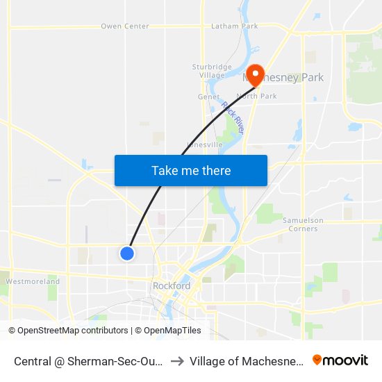 Central @ Sherman-Sec-Outbound to Village of Machesney Park map