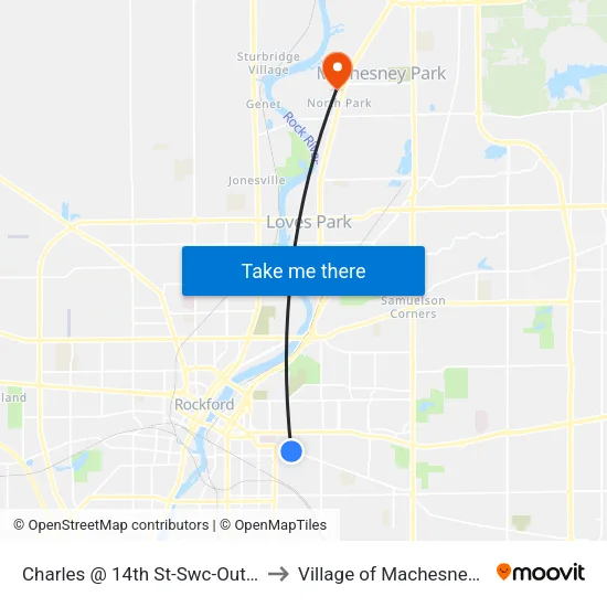 Charles @ 14th St-Swc-Outbound to Village of Machesney Park map