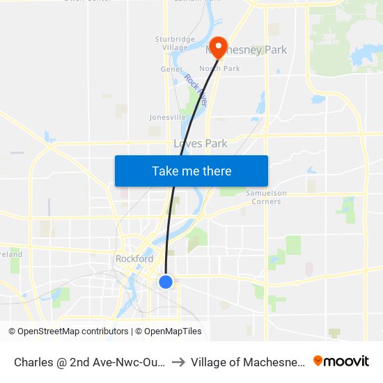 Charles @ 2nd Ave-Nwc-Outbound to Village of Machesney Park map