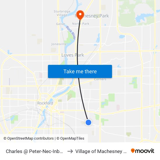 Charles @ Peter-Nec-Inbound to Village of Machesney Park map