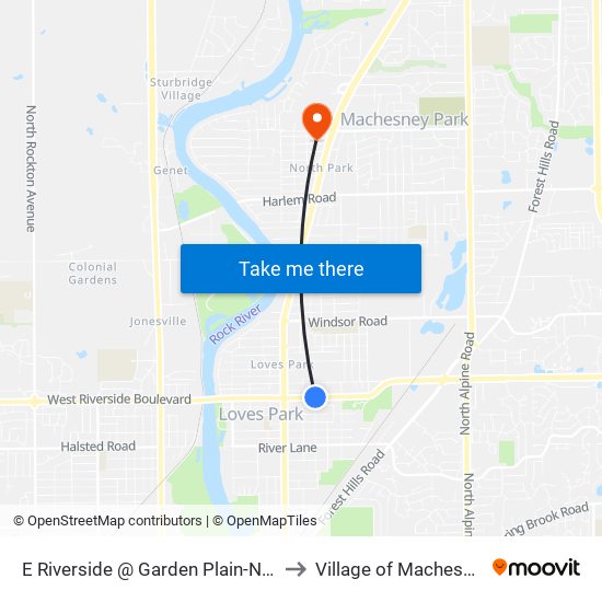 E Riverside @ Garden Plain-Nec-Inbound to Village of Machesney Park map