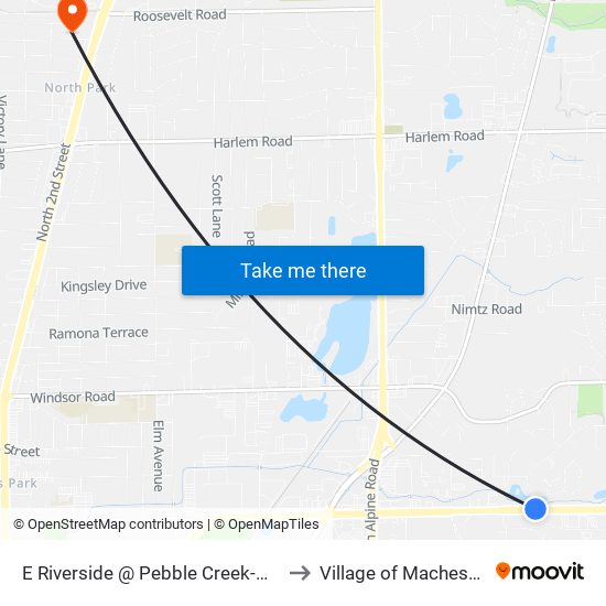 E Riverside @ Pebble Creek-Nec-Inbound to Village of Machesney Park map