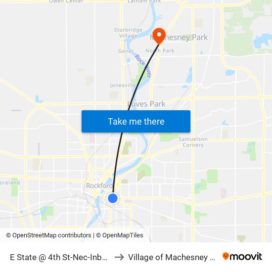 E State @ 4th St-Nec-Inbound to Village of Machesney Park map
