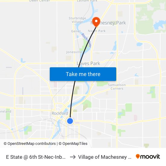 E State @ 6th St-Nec-Inbound to Village of Machesney Park map