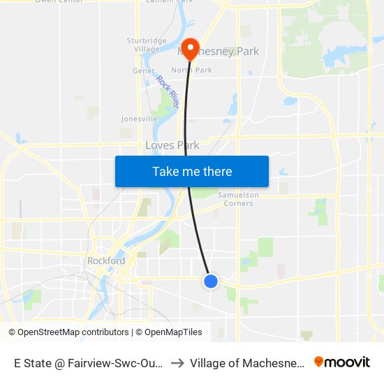 E State @ Fairview-Swc-Outbound to Village of Machesney Park map