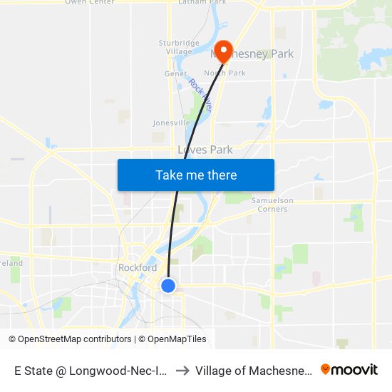 E State @ Longwood-Nec-Inbound to Village of Machesney Park map