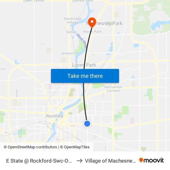 E State @ Rockford-Swc-Outbound to Village of Machesney Park map